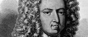 Porträt von Schriftsteller Daniel Defoe, Autor von „Robinson Crusoe“, undatiert.