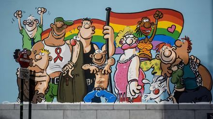 Stolz und Vorurteil: Um dieses Wandbild von Ralf König in Brüssel gab es Streit.