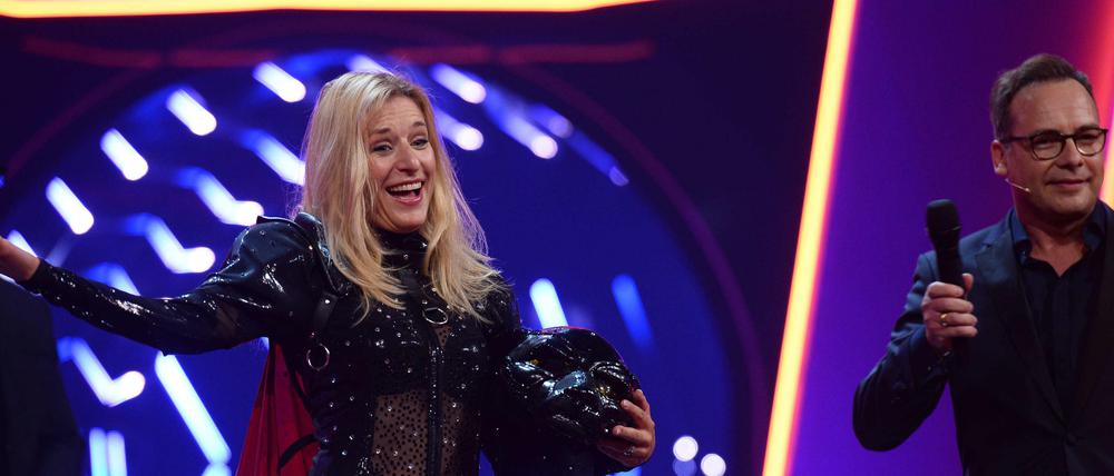 Musste sich enttarnen: Stefanie Hertel war der "Panther" in der Show "The Masked Singer"