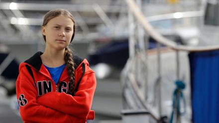Greta Thunberg, Klimaaktivistin und Schülerin aus Schweden, an der Marina in Plymouth 
