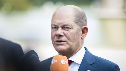 Bundesfinanzminister Olaf Scholz (SPD) spricht zur Presse.