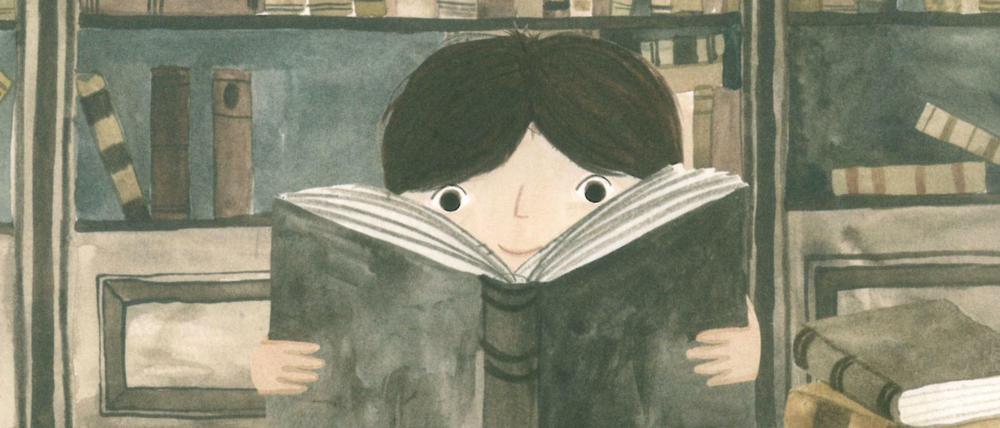 Die kleine Jane beim Lesen in der Bibliothek ihres Vaters - so wie es sich Isabel Sánchez Vegara und die Illustratorin Katie Wilson in dem Austen-Band aus der Reihe "Little People, Big Dreams" vorstellen.