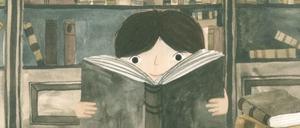 Die kleine Jane beim Lesen in der Bibliothek ihres Vaters - so wie es sich Isabel Sánchez Vegara und die Illustratorin Katie Wilson in dem Austen-Band aus der Reihe "Little People, Big Dreams" vorstellen.