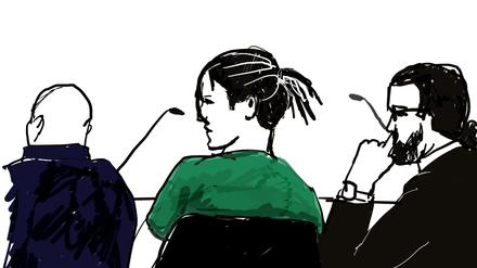 Angeklagt. Dem Rapper Asap Rocky wird in Schweden der Prozess gemacht, ein Gerichtszeichner hielt die Szene fest.