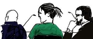 Angeklagt. Dem Rapper Asap Rocky wird in Schweden der Prozess gemacht, ein Gerichtszeichner hielt die Szene fest.