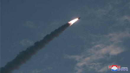 Dieses von der staatlichen nordkoreanischen Nachrichtenagentur KCNA am 26.Juli 2019 zur Verfügung gestellte Foto zeigt einen Raketentest in Nordkorea.