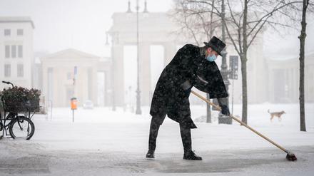 So sah es im Februar 2021 am Brandenburger Tor aus.