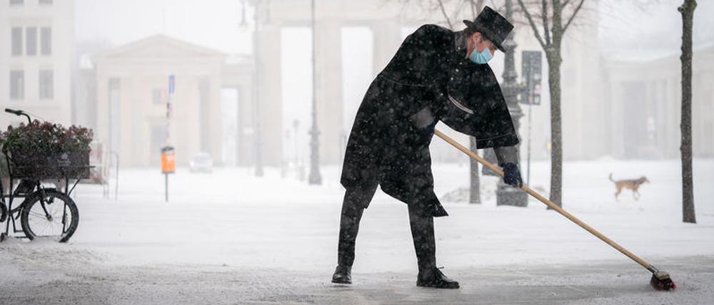 So sah es im Februar 2021 am Brandenburger Tor aus.