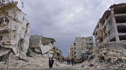 Die Rebellenhochburg Idlib im Nordwesten Syriens nach einem Luftangriff im März 2019.