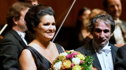 Anna Netrebko nach der Premiere von "Adriana Lecouvreur" bei den Salzburger Festspielen am 28. Juli 2019.