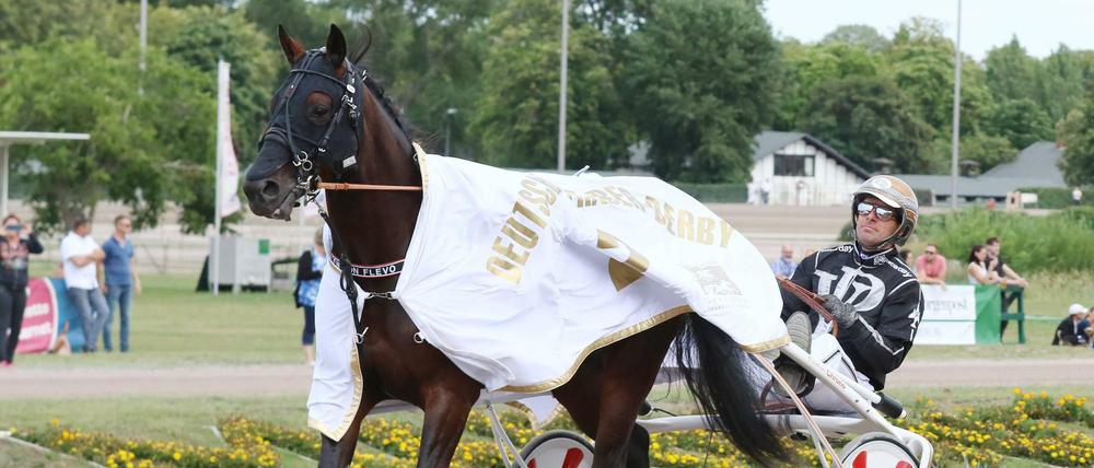 Velten Von Flevo gewann mit Rick Ebbinge hauchdünn das 124. Traber-Derby.