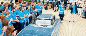 Ein Solar-Auto, das an der Hochschule in Kooperation mit Thyssen Krupp.