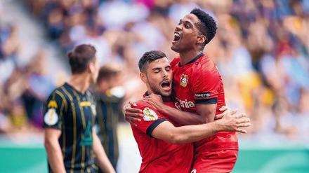 Der letzte Schrei. Im DFB-Pokal bezwang Bayer Leverkusen mit Kevin Volland (l.) und Wendell Aachen.