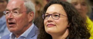 Andrea Nahles, ehemalige Vorsitzende der SPD, vor Beginn ihres Vortrages im Kloster Maria Laach