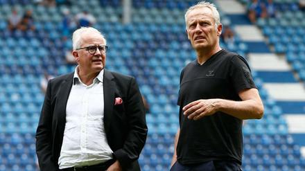 Starker Mann. Fritz Keller, hier neben Freiburgs Trainer Christian Streich, soll DFB-Präsident werden.