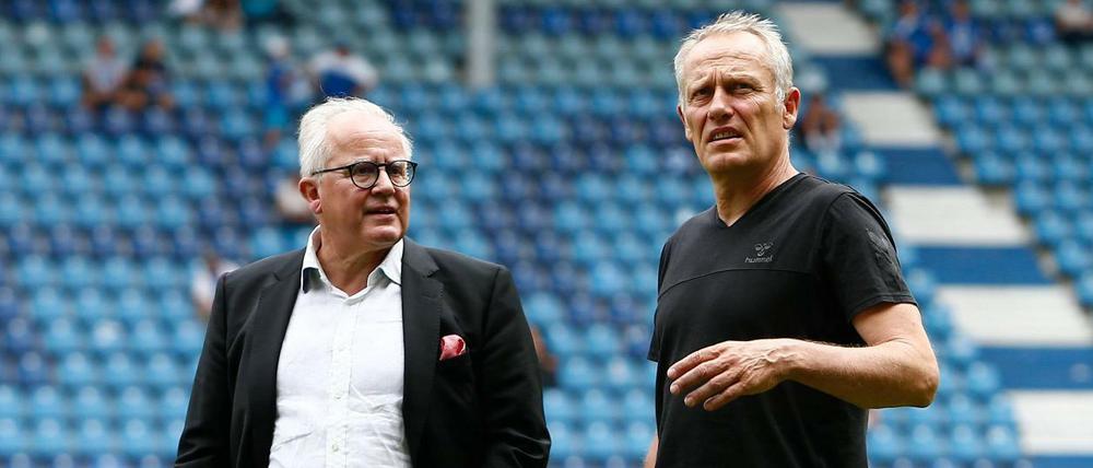 Starker Mann. Fritz Keller, hier neben Freiburgs Trainer Christian Streich, soll DFB-Präsident werden.
