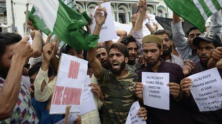 Proteste in der Stadt Srinagar. 