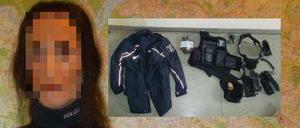 Die falsche Polizistin trug eine echte Uniform und hatte zahlreiche Einsatzutensilien bei sich.