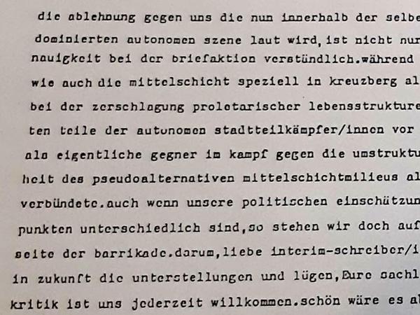 Ein Rechtfertigungsschreiben von "Klasse gegen Klasse".