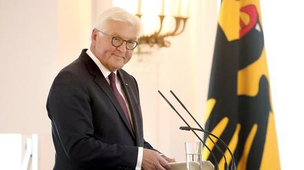 Bundespräsident Frank-Walter Steinmeier bei seiner Rede im Schloss Bellevue.