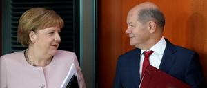 Bundeskanzlerin Angela Merkel (CDU) und Finanzminister Olaf Scholz (SPD).