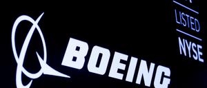 Das Boeing-Logo auf einem Display der Börse in New York.