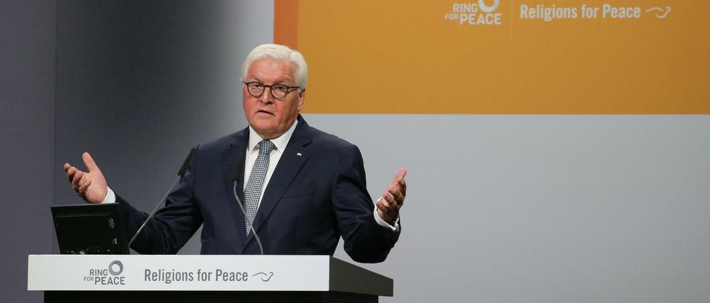 Bundespräsident Frank-Walter Steinmeier bei der Eröffnungsrede der Weltkonferenz von Religions for Peace.