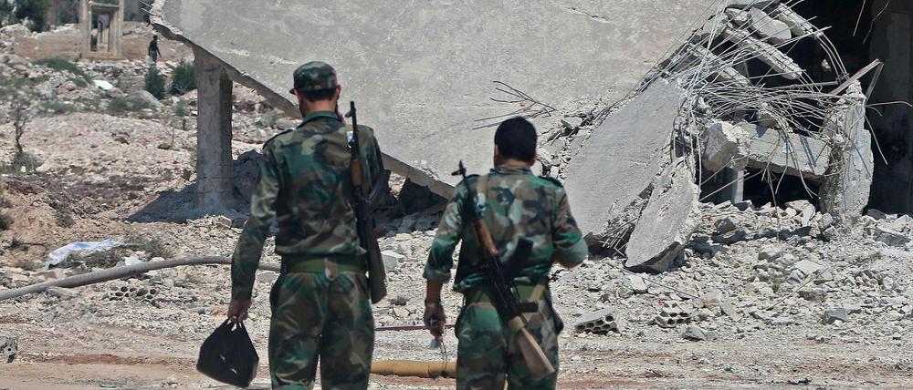 Syrische Regierungstruppen am 18.08.2019 bei Chan Scheichun