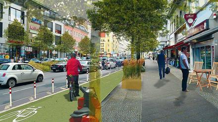 Simulation der neuen Radspur am Tempelhofer Damm in Berlin.
