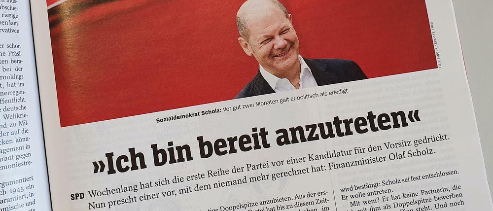 Die Nachricht von Olaf Scholz' Entscheidung zur Kandidatur für den SPD-Vorsitz war ein Scoup.