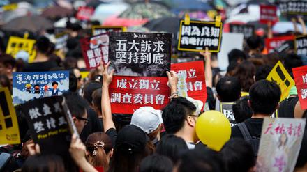 Teilnehmer einer Demonstration in Hongkong 