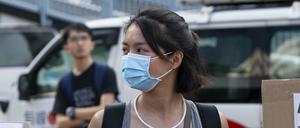  Demonstrantin in Hongkong. 