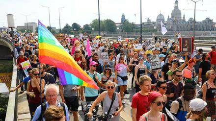 Die Dresdner "#unteilbar"-Demonstration vor den Landtagswahlen in Sachsen