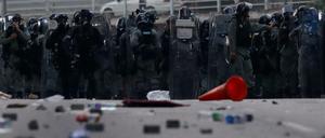 Polizisten am Samstag in Hongkong