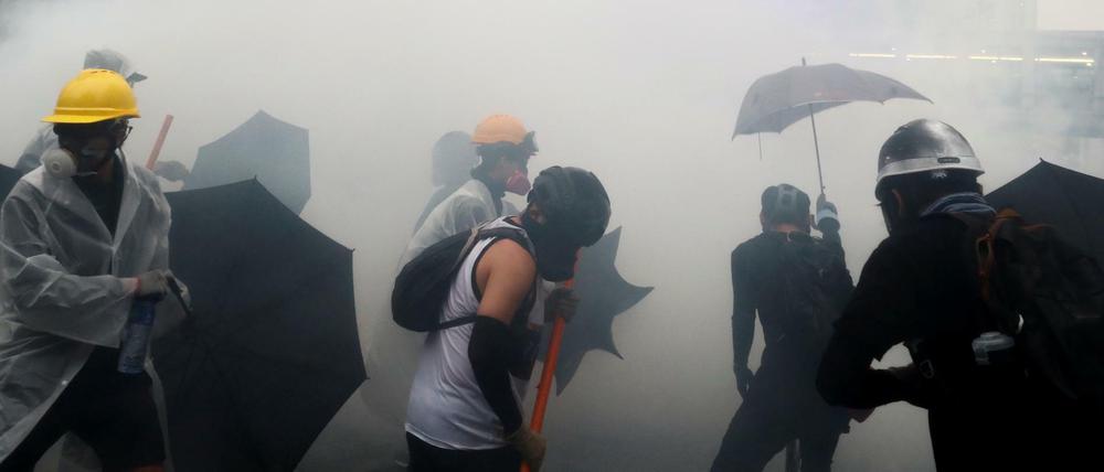 Anti-Regierungs-Demonstranten in Hong Kong. 