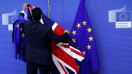 Noch wird die britische Flagge in Brüssel aufgehängt. 