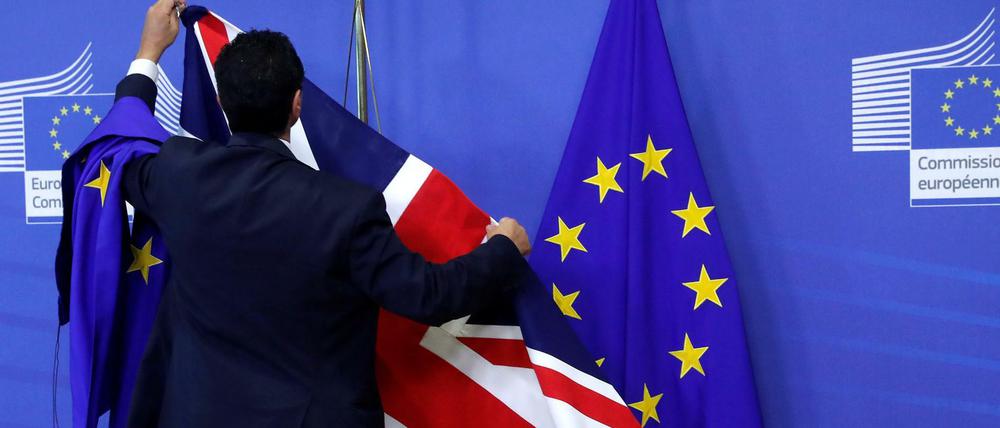Noch wird die britische Flagge in Brüssel aufgehängt.