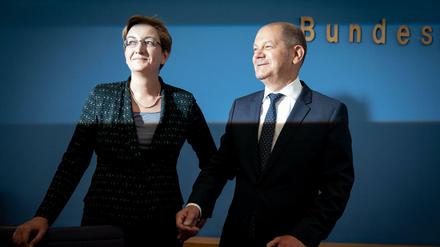 Das SPD-Bewerberduo Klara Geywitz und Olaf Scholz. 