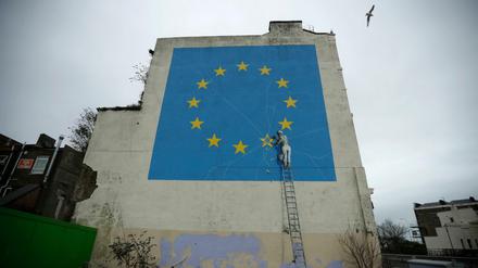 Entrüstet. Das Banksy-Gemälde entstand nach der Brexit-Entscheidung.