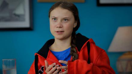 Greta Thunberg antwortet während eines Pressetermins auf die Fragen eines Journalisten. 