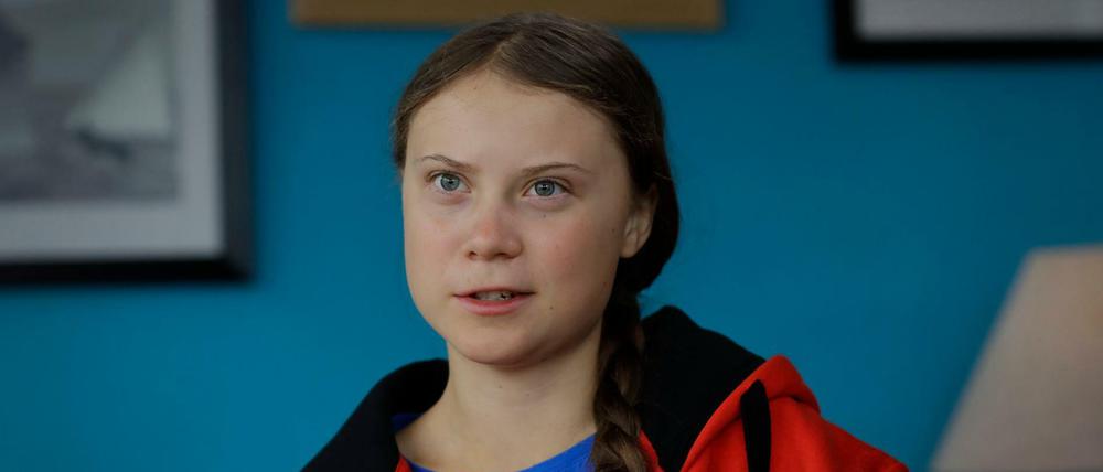 Greta Thunberg antwortet während eines Pressetermins auf die Fragen eines Journalisten.