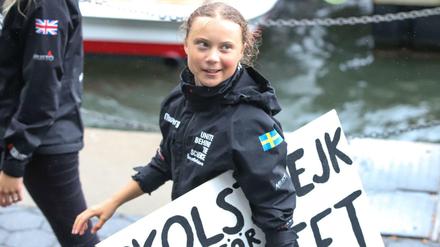 Greta Thunberg bei ihrer Ankunft in New York