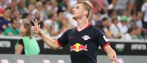 Drei Stück! Mit seinen Toren bescherte Timo Werner RB Leipzig den Sieg in Mönchengladbach. 