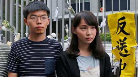 Auf Kaution wieder frei: Joshua Wong und Agnes Chow