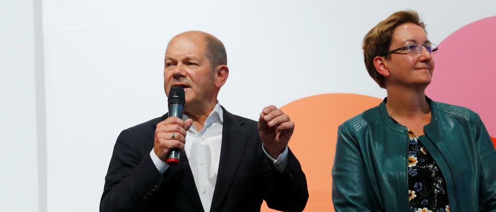 Olaf Scholz und Klara Geywitz am Mittwochabend in Saarbrücken.