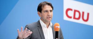 Andreas Jung, Klimaschutz DEU, Deutschland, Germany, Berlin, 03.09.2019 Rede von Andreas Jung, MdB und Klimaexperte der CDU, auf der Tagung Werkstattgespraech Klimaschutz in Berlin. Der Workshop zum Umgang mit der Klimakrise dient zur Vorbereitung fuer ein Positionspapier. Andreas Jung, expert of climate protection of the CDU, during the CDU workshop discussion on climate protection under the slogan Werkstattgespraech Klimaschutz on 03 September 2019 in Berlin, Germany. In various working groups, solutions were developed for a CDU programme.