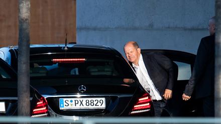 Bundesfinanzminister Olaf Scholz, SPD, vor der Sitzung des Koalitionsausschusses zum Klimaschutz im Bundeskanzleramt.