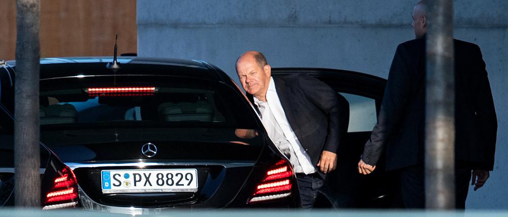 Bundesfinanzminister Olaf Scholz, SPD, vor der Sitzung des Koalitionsausschusses zum Klimaschutz im Bundeskanzleramt.