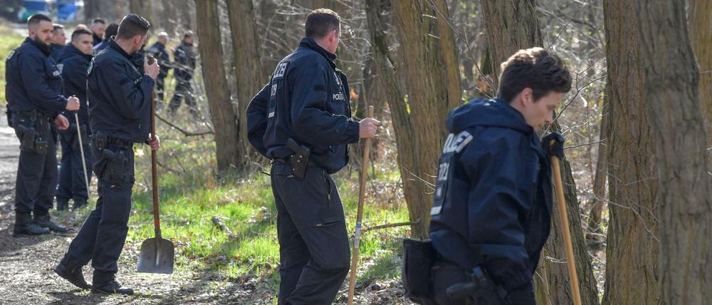Auch am Dienstag war die Polizei in dem Waldstück unterwegs.