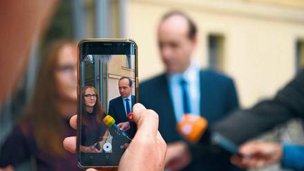 Die SPD-Politikerin Katrin Lange und der CDU-Landesvorsitzende Ingo Senftleben am Donnerstag nach dem ersten Sondierungsgespräch.